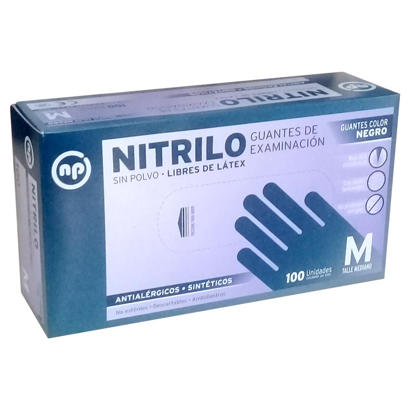 G01201 GUANTES NITRILO NEGROS X100 MEDIUM